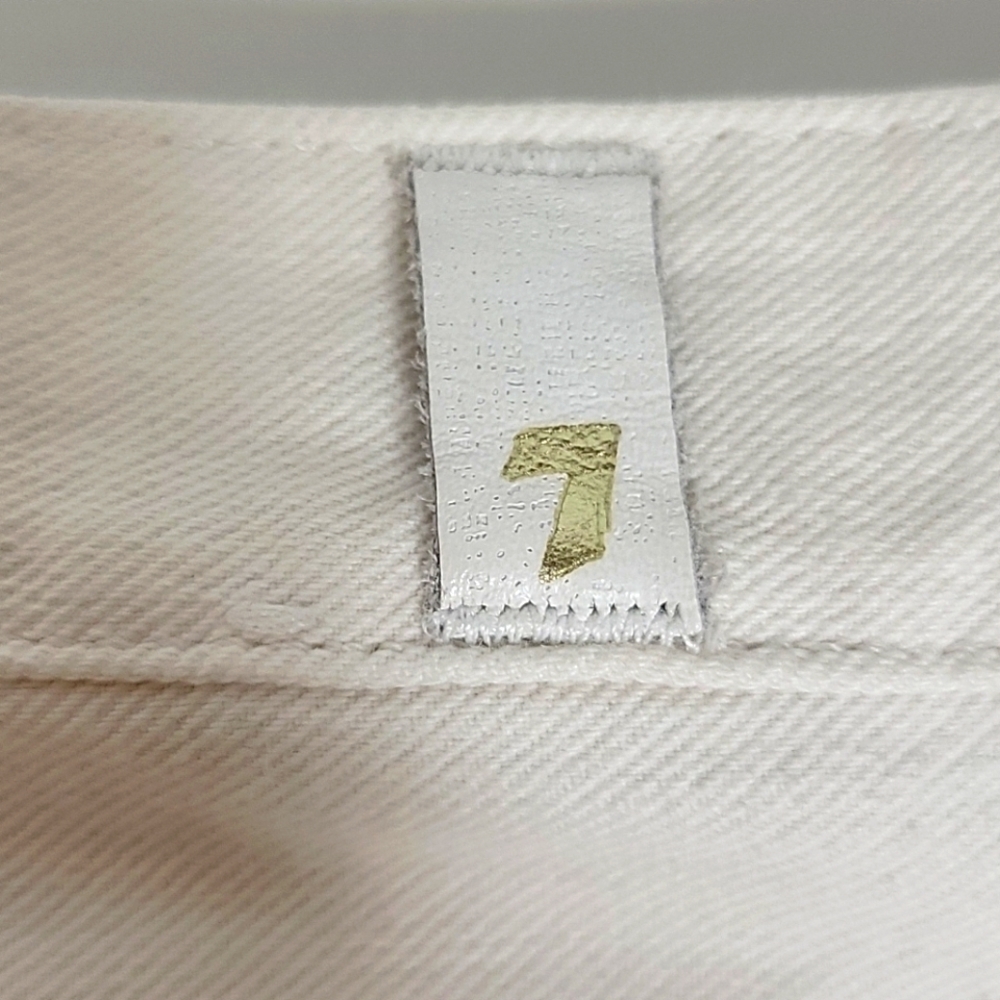 7 For All Mankind Natural Denim Cropped Ankle Distressed Jeans Size 24 - Picture 8 of 12